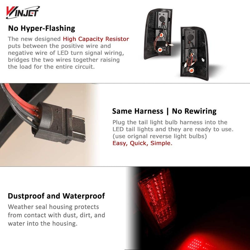 Winjet LED Tail Lights for 2008-2013 Chevy Silverado 1500, 2008-2014 Silverado 2500HD/ 3500HD, 2007 Chevy Silverado 1500/2500/ 3500 New Body, 2007-2014 GMC Sierra 1500/2500 HD/ 3500 HD SL/SLE - Image 5