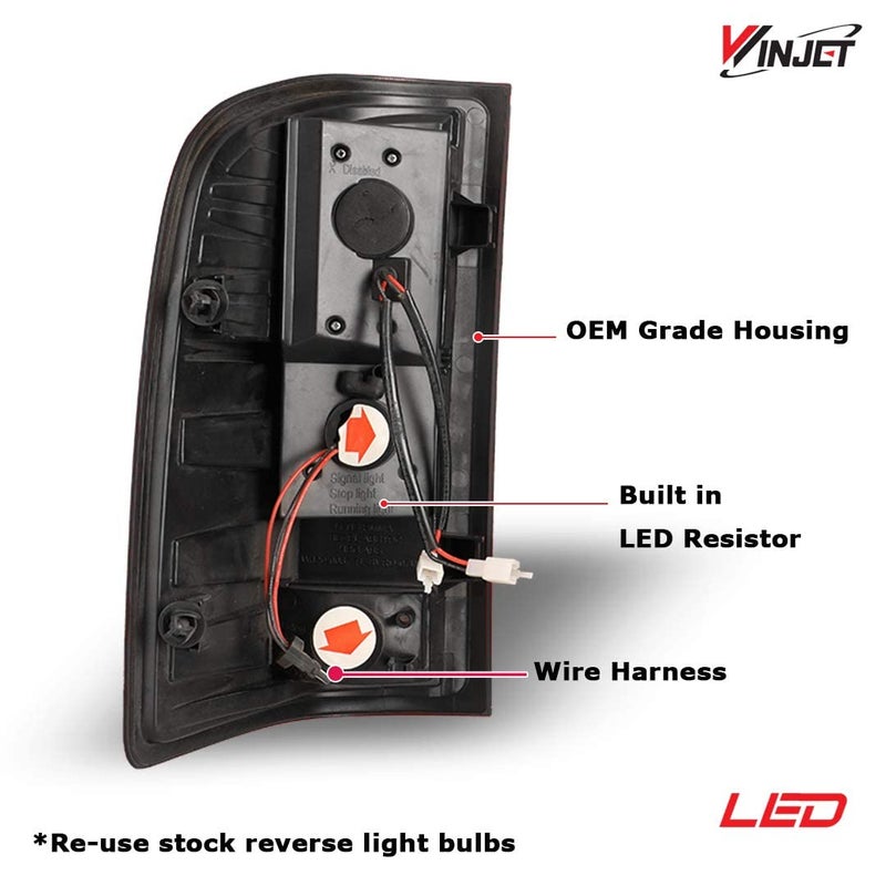 Winjet LED Tail Lights for 2008-2013 Chevy Silverado 1500, 2008-2014 Silverado 2500HD/ 3500HD, 2007 Chevy Silverado 1500/2500/ 3500 New Body, 2007-2014 GMC Sierra 1500/2500 HD/ 3500 HD SL/SLE - Image 4