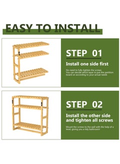 XiuWoo 3 Tier Adjustable Wood Bamboo Home Wall Mounted Storage Rack, Over Toilet Rack, Bathroom Organizer, Bathroom Rack, Storage Organizer Shelf with Towel Bar Shower  - Image 5