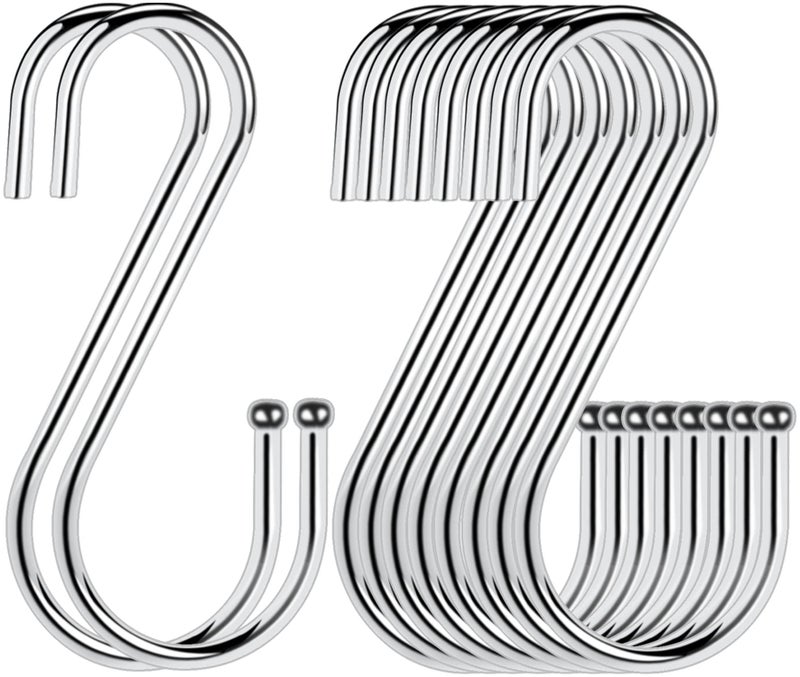 DINGEE 30 Pack Heavy Duty S Hooks - Black Metal S Shaped Hooks for Hanging Plants, Jeans, Jewelry, Purse, Pot, Pan, Cups, Towels, Bags, Closet Rod - 3.5 Inch - Image 1