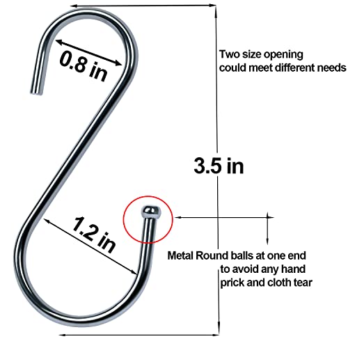 DINGEE 30 Pack Heavy Duty S Hooks - Black Metal S Shaped Hooks for Hanging Plants, Jeans, Jewelry, Purse, Pot, Pan, Cups, Towels, Bags, Closet Rod - 3.5 Inch - Image 3