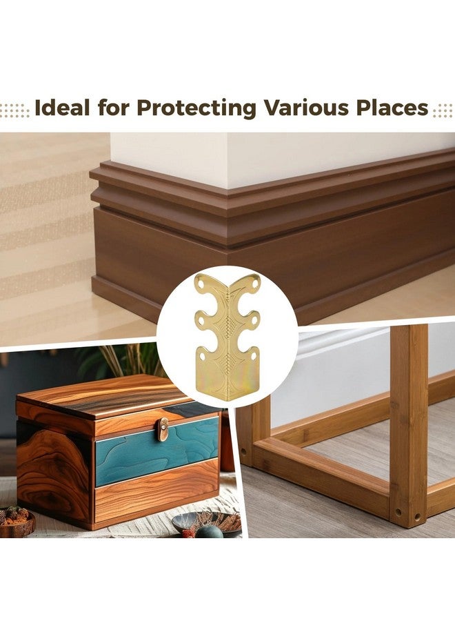 Homaisson 15 Pcs Baseboard Corner Protectors, Vintage Brass Skiffers with Screws, Antique-Style Skirting Board Corner Guards, Decorative Corner Covers for Furniture and Wall Protection - Image 5