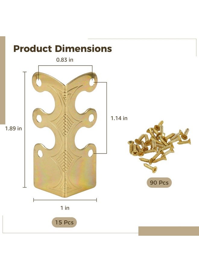Homaisson 15 Pcs Baseboard Corner Protectors, Vintage Brass Skiffers with Screws, Antique-Style Skirting Board Corner Guards, Decorative Corner Covers for Furniture and Wall Protection - Image 4