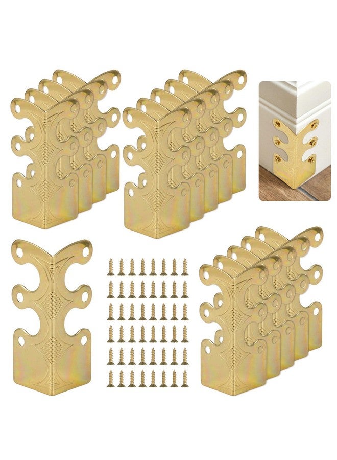 Homaisson 15 Pcs Baseboard Corner Protectors, Vintage Brass Skiffers with Screws, Antique-Style Skirting Board Corner Guards, Decorative Corner Covers for Furniture and Wall Protection - Image 1