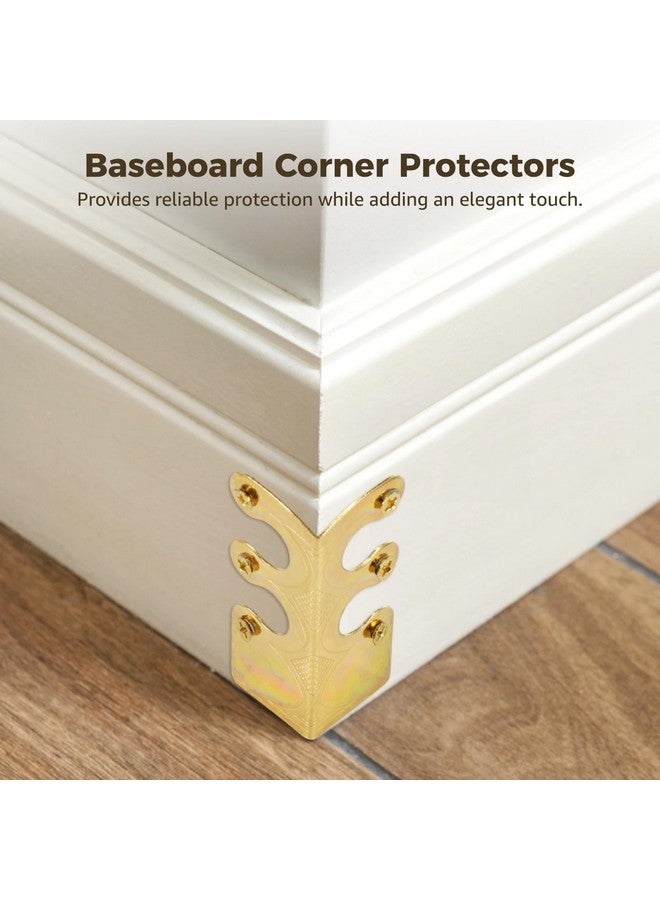 Homaisson 15 Pcs Baseboard Corner Protectors, Vintage Brass Skiffers with Screws, Antique-Style Skirting Board Corner Guards, Decorative Corner Covers for Furniture and Wall Protection - Image 2