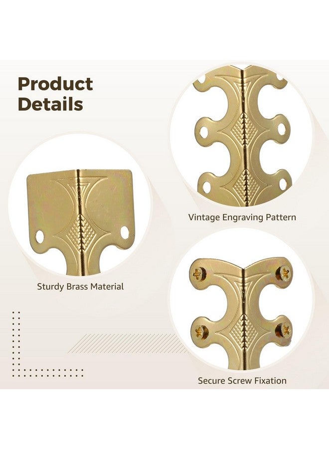 Homaisson 15 Pcs Baseboard Corner Protectors, Vintage Brass Skiffers with Screws, Antique-Style Skirting Board Corner Guards, Decorative Corner Covers for Furniture and Wall Protection - Image 3