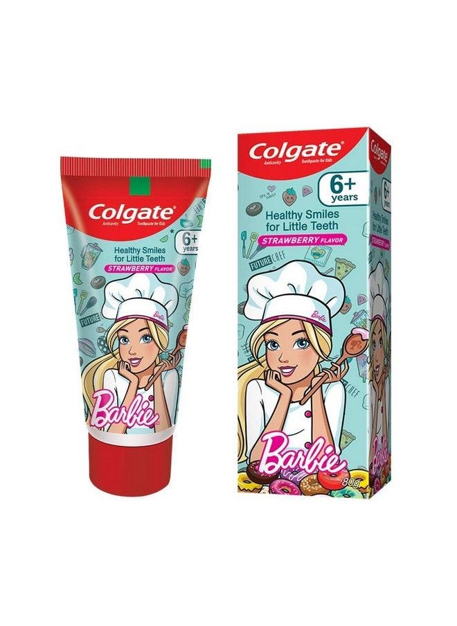 Colgate - Colgate Kids Barbie Electric Battery Powered Toothbrush + Colgate Anticavity Kids Barbie Toothpaste (6+ Years) Strawberry Flavour 80G (Pack Of 2)+ Free Wall Mount Automatic Toothpaste Dispenser - Image 1