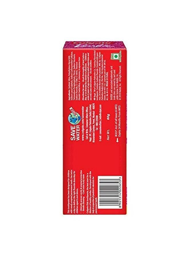 Colgate - Colgate Kids Barbie Electric Battery Powered Toothbrush + Colgate Anticavity Kids Barbie Toothpaste (6+ Years) Strawberry Flavour 80G (Pack Of 2)+ Free Wall Mount Automatic Toothpaste Dispenser - Image 1