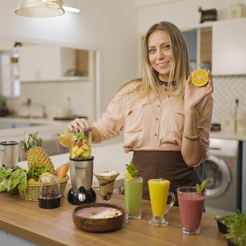 Balzano Bullet Mixer Grinder 500W, 3 Jars, 2 Blades, 2 Lids, Italian Premium Brand, Pulse Function, Blender for Smoothies and Juices/Smoothie Maker, Portable Blender, Grinder for Kitchen, Silver - Image 3