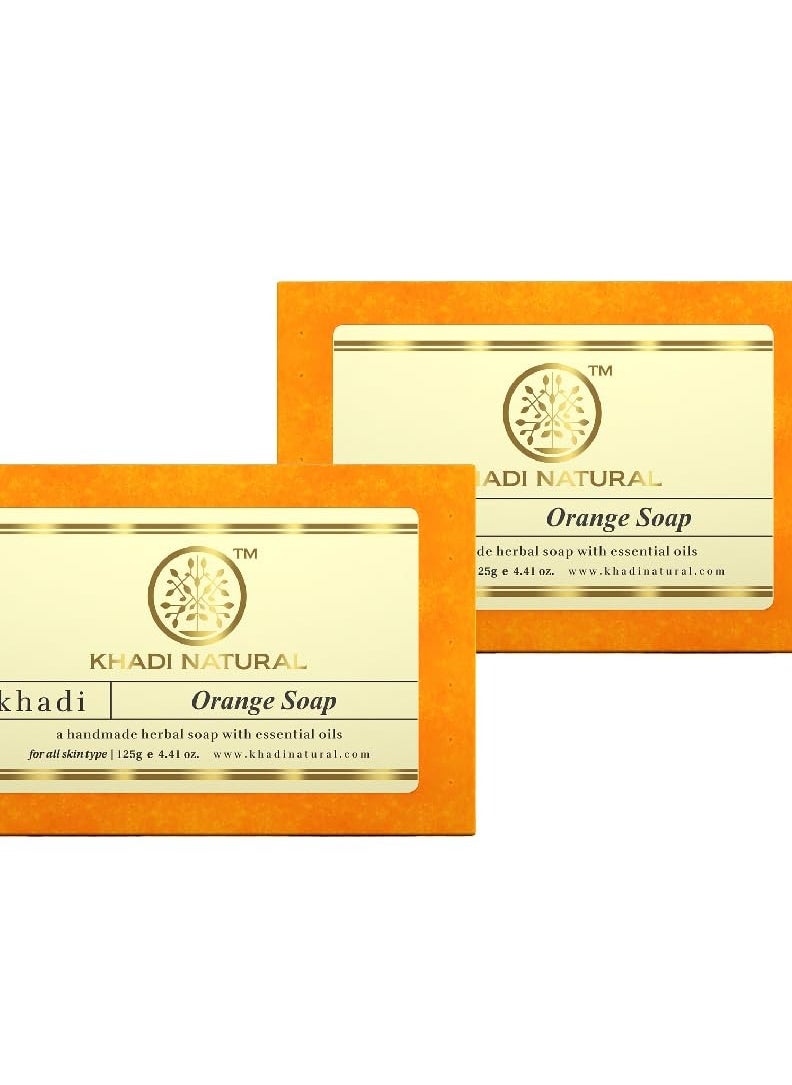 Khadi Natural Khadi Natural Herbal Orange Soap, 125g - Pack of 2  - Image 1