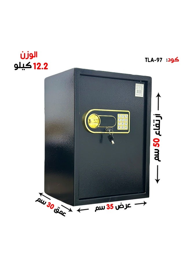 خزنة أمنية رقمية فاخرة مقاومة للحرائق ، مزودة بلوحة أرقام الكترونية وقفل ومفتاح مادي 50*35*30 سم - Image 1