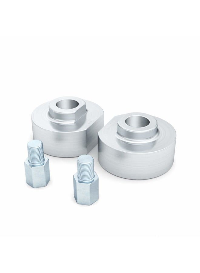 RockTrix Front Leveling Kit - 2 inch Lift - 4WD Vehicle ONLY - Compatible with Ford 1981-1996 F150 F-150, 1981-1996 Bronco, 1983-1996 Ranger, 1991-1994 Explorer - Suspension Lower Strut Aluminum Silver Spacers - Image 1
