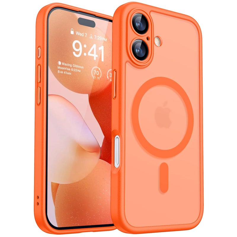 CANSHN Magnetic for iPhone 17 Case, Upgraded [Full Camera Protection] [Compatible with Magsafe] [Translucent Matte] Shockproof Protective Phone Case for iPhone 17 - Orange - Image 1