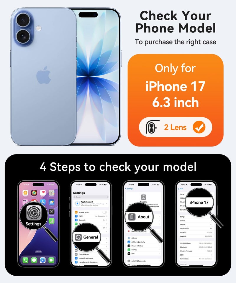 CANSHN Magnetic for iPhone 17 Case, Upgraded [Full Camera Protection] [Compatible with Magsafe] [Translucent Matte] Shockproof Protective Phone Case for iPhone 17 - Orange - Image 2