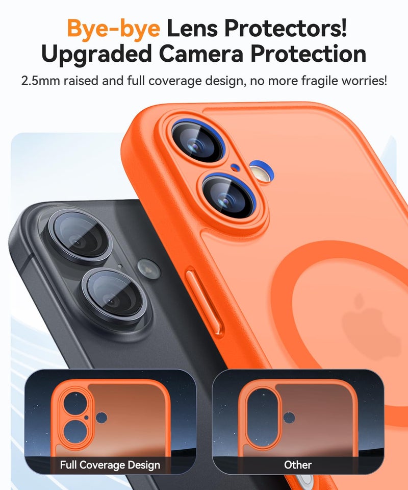 CANSHN Magnetic for iPhone 17 Case, Upgraded [Full Camera Protection] [Compatible with Magsafe] [Translucent Matte] Shockproof Protective Phone Case for iPhone 17 - Orange - Image 3