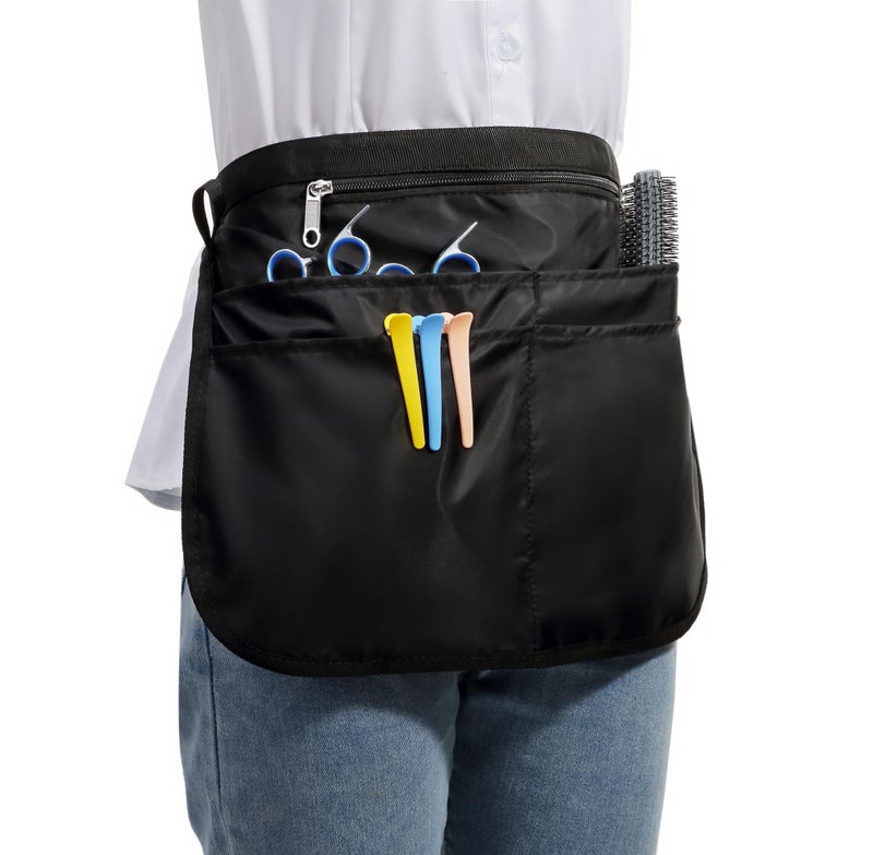 Bafelia Small Size Barber Apron with 5 Pockets, Waterproof and Bleach-proof Hair Stylist Apron for Men Women, Hairdresser Apron for Cosmetology (Black) - Image 2