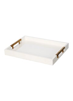 Felli Rectangular Wooden Tray with Handle White and Gold 5 x 30 x 40 cm Y1K150055-W 
