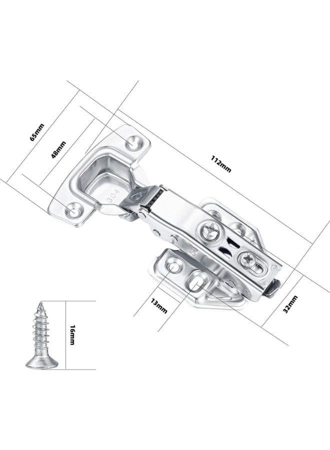 Bukela X spring Kitchen Units Door Hinges, 4 PCS Stainless Steel Soft Close Cabinet Hinges, Hidden Hinges for Cabinet Doors with Screws, Full Overlay Mute Cabinet Hinges for Frameless Cabinets - Image 5