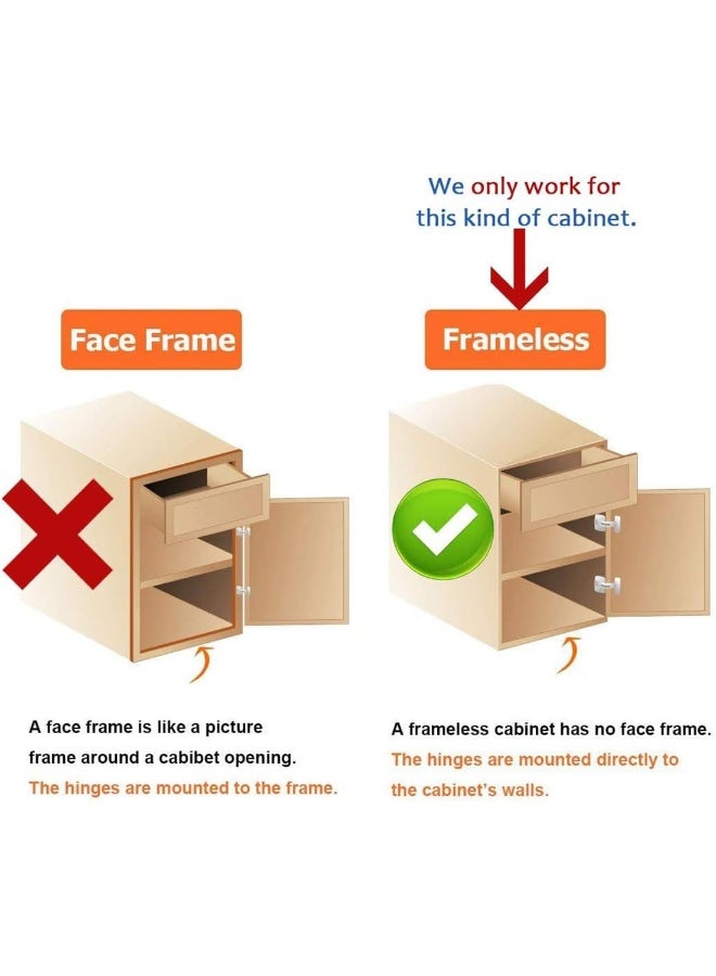 Bukela X spring Kitchen Units Door Hinges, 4 PCS Stainless Steel Soft Close Cabinet Hinges, Hidden Hinges for Cabinet Doors with Screws, Full Overlay Mute Cabinet Hinges for Frameless Cabinets - Image 4