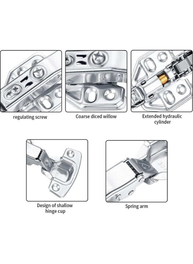 Bukela X spring Kitchen Units Door Hinges, 4 PCS Stainless Steel Soft Close Cabinet Hinges, Hidden Hinges for Cabinet Doors with Screws, Full Overlay Mute Cabinet Hinges for Frameless Cabinets - Image 2
