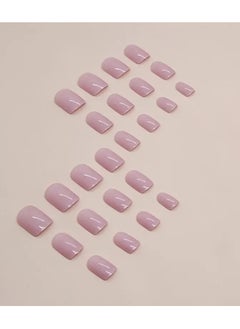 ORiTi 24pcs Glossy Short Square Fake Nails, Pinkish Full Cover Press On Nails, Gentle And Sweet False Nails For Women Girls  - Image 4
