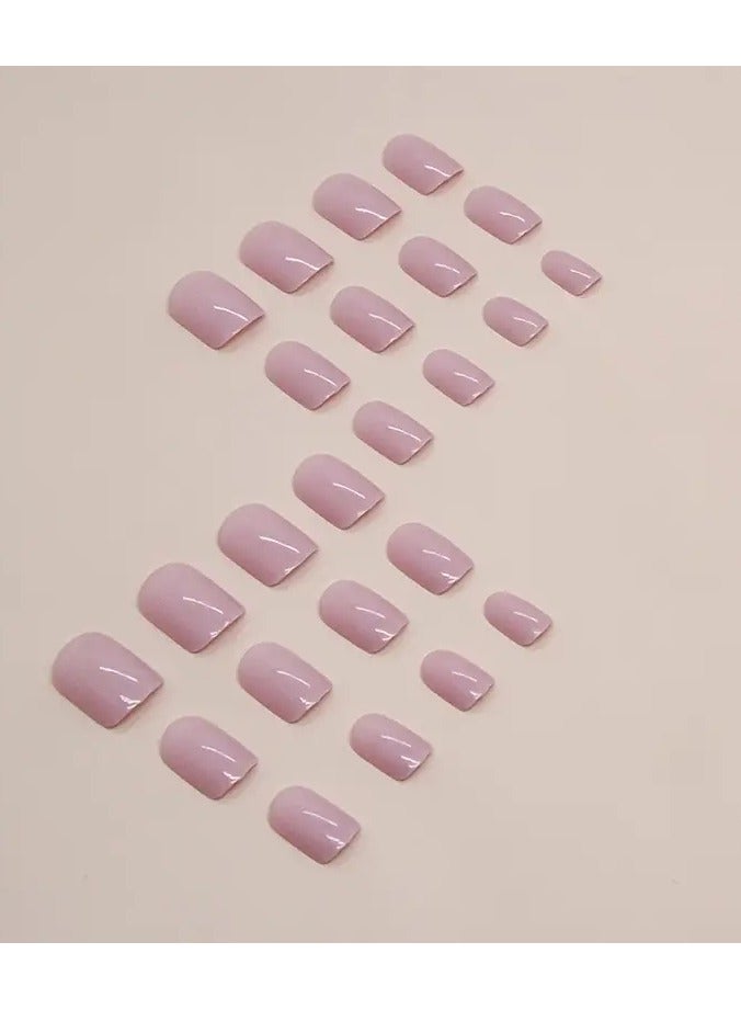 أوريتي 24pcs أظافر مزيفة مربعة قصيرة لامعة ، غطاء كامل وردي على الأظافر ، أظافر مزيفة لطيفة وحلوة للنساء والفتيات - Image 4