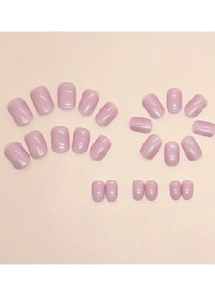 ORiTi 24pcs Glossy Short Square Fake Nails, Pinkish Full Cover Press On Nails, Gentle And Sweet False Nails For Women Girls  - Image 5