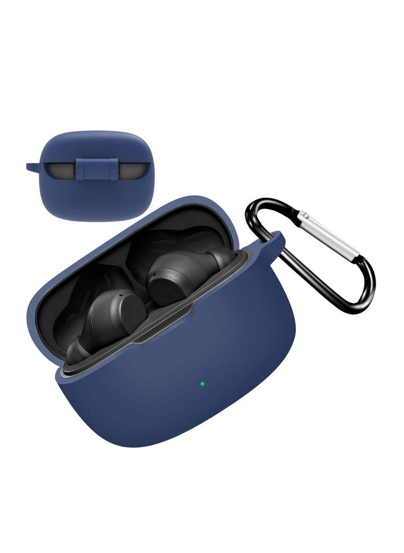 Silicone Case Compatible with JBL Wave 200TWS Shockproof Scratch-Resistant Silicone Case with Carabiner (Dark Blue)