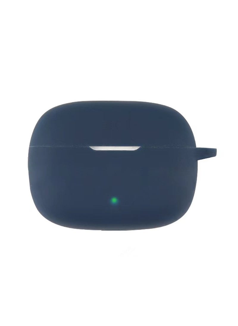 Silicone Case Compatible with JBL Wave 200TWS Shockproof Scratch-Resistant Silicone Case with Carabiner (Dark Blue)