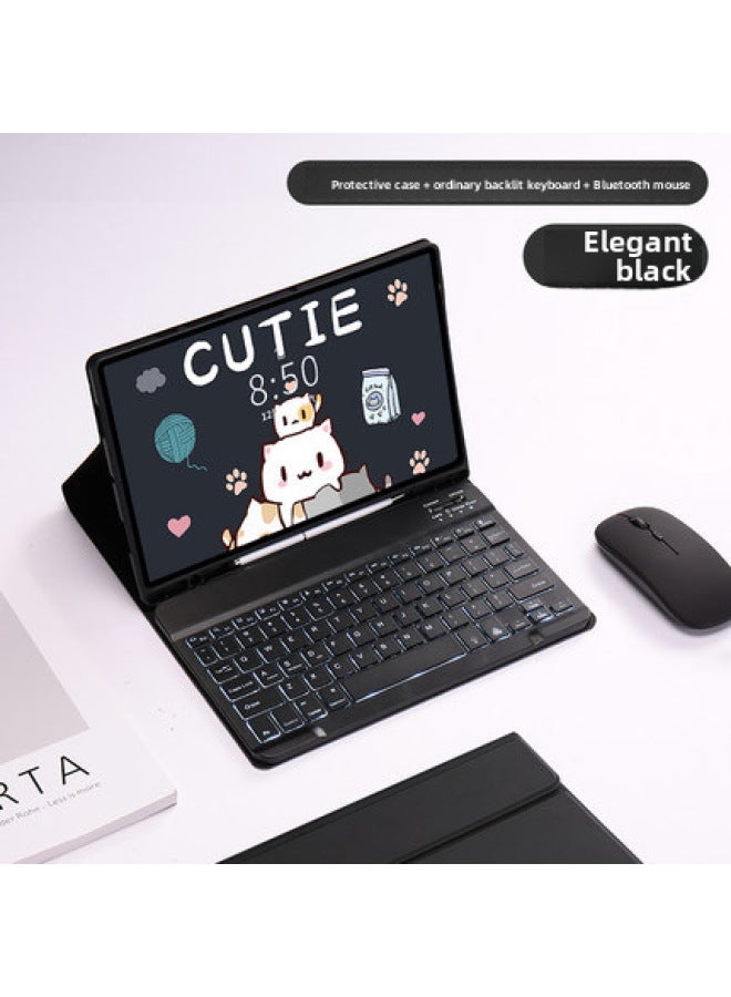 Applicable To Samsung A9Plus With Pen Slot Protective Cover S9FE Split Bluetooth Touch Keyboard X810 Colorful Backlight-Color:Elegant Black ]-Product Type:Tab S9FE Plus12.4(X610/616) With 12-inch Keyboard  - Image 1