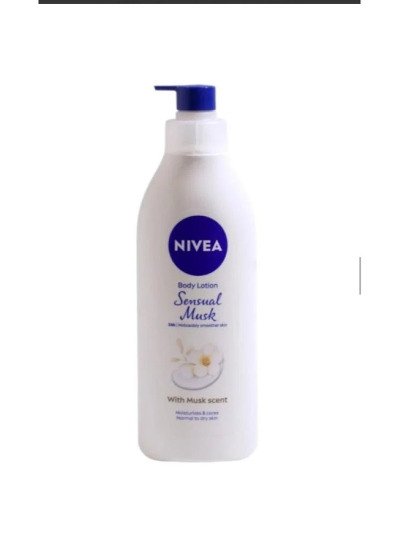 Ask noon AI about this product What do customers say? Does it help with dry, rough skin? Does it contain any parabens or harmful chemicals? Ask something else Deal Nivea Sensual Musk Body Lotion, Musk Scent, Normal To Dry Skin Musk Scent