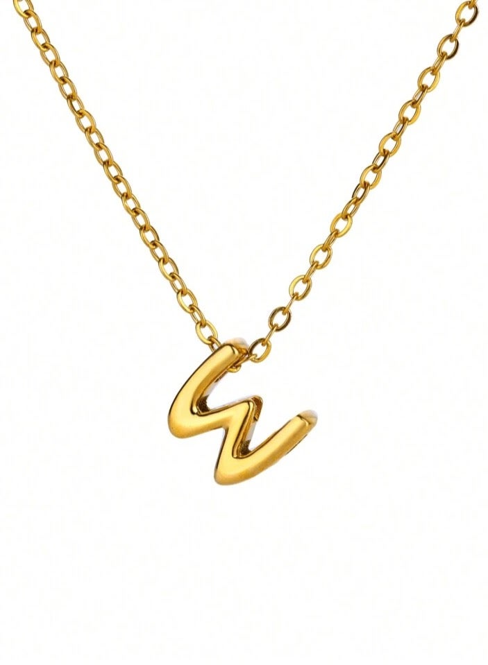 إيكوال سلسال نسائي أنيق مصنوع من الاستانلس ستيل مطلي باللون الذهبي بتصميم حرف
