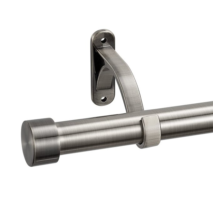 1Inch Diameter Curtain Rod Adjustable Rod Set with Premium Aluminum Brackets and Finials Single HeavyDuty Curtain Rods for Windows Matte Brushed Grey 2848