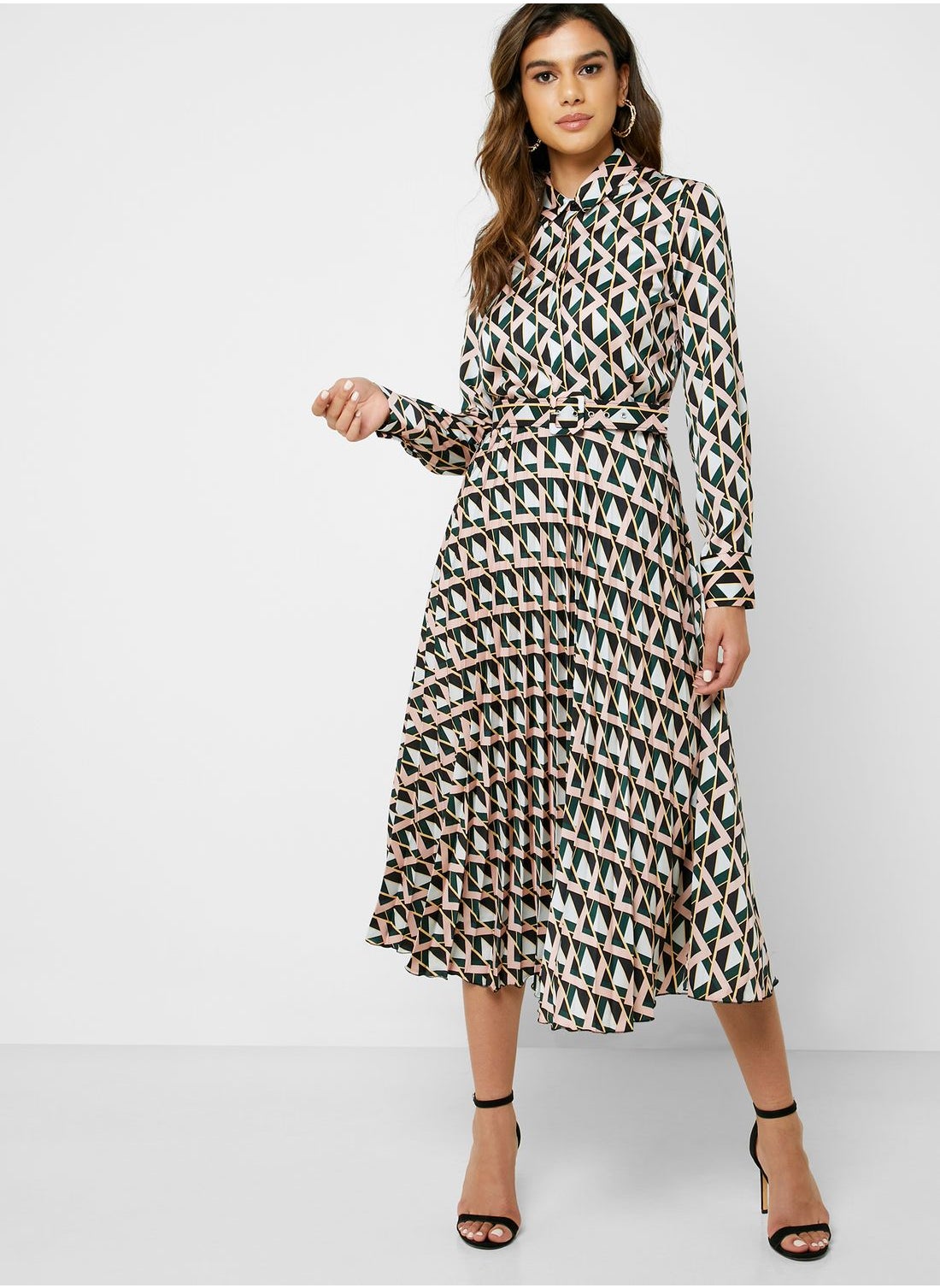 Buy MANGO Prints Pleated Printed Shirt Dress for Women in Bahrain