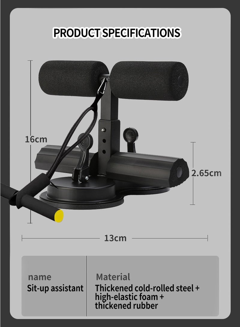 بيروي قضيب تمارين البطن الأرضي - جهاز مساعد للتمارين المحمول ذو ماصتين ذاتيتين، تمرين بطني قابل للتعديل بحبل سحب، تدريب عضلات وقوة الجذع للجيم المنزلي - Image 3