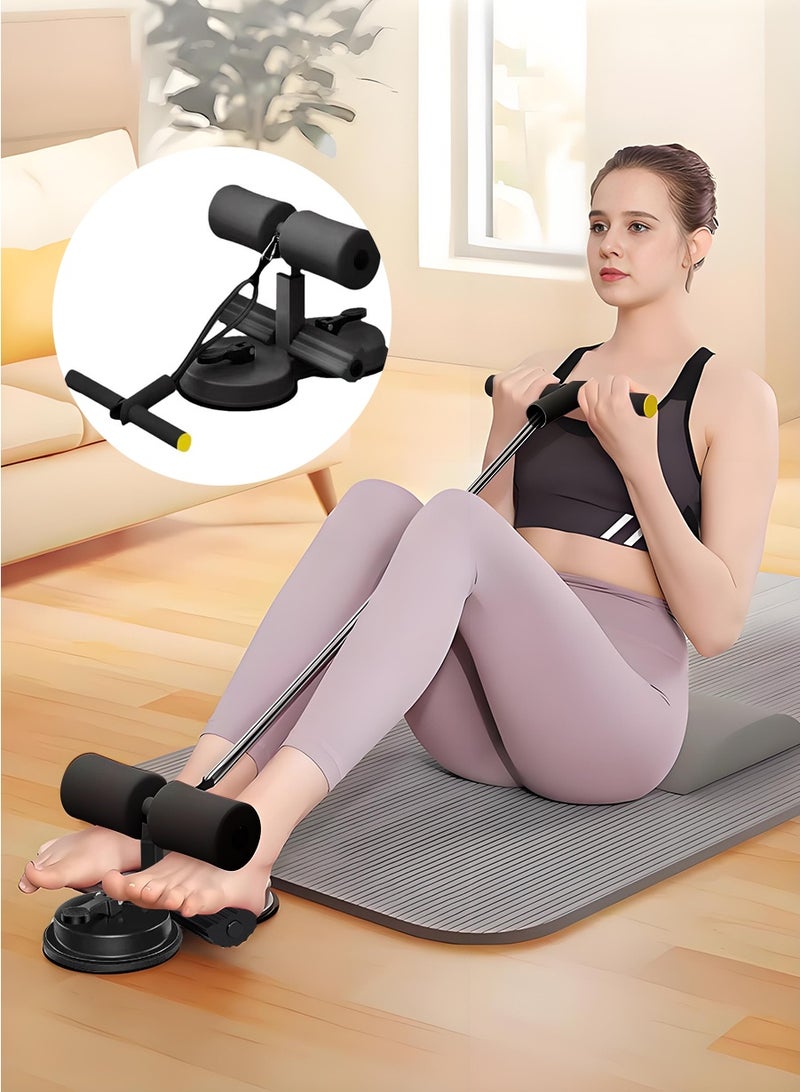 بيروي قضيب تمارين البطن الأرضي - جهاز مساعد للتمارين المحمول ذو ماصتين ذاتيتين، تمرين بطني قابل للتعديل بحبل سحب، تدريب عضلات وقوة الجذع للجيم المنزلي - Image 1