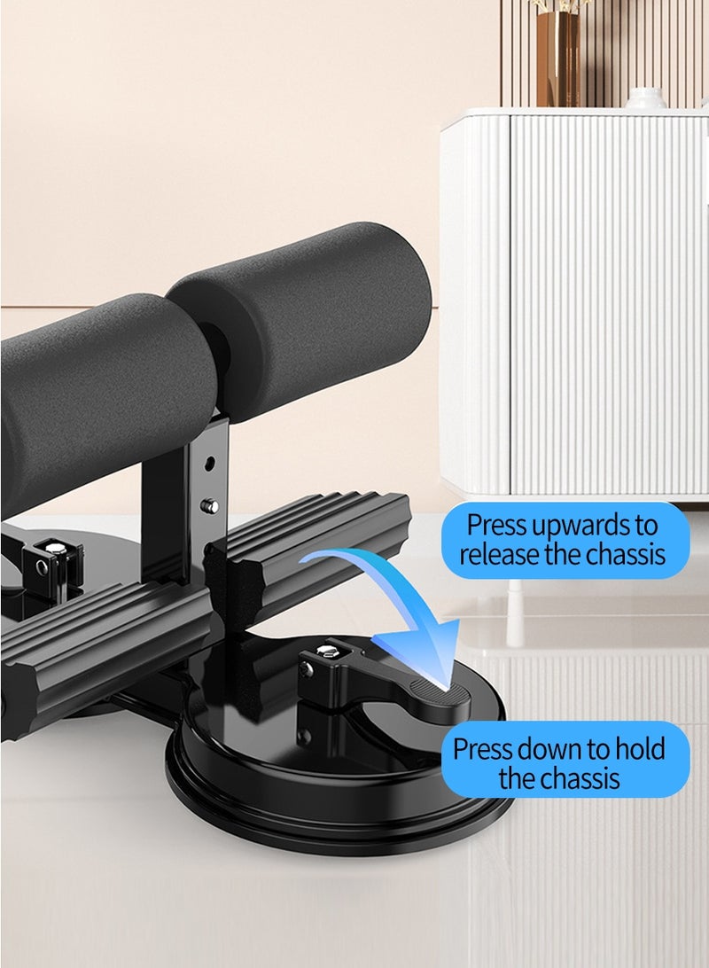 بيروي قضيب تمارين البطن الأرضي - جهاز مساعد للتمارين المحمول ذو ماصتين ذاتيتين، تمرين بطني قابل للتعديل بحبل سحب، تدريب عضلات وقوة الجذع للجيم المنزلي - Image 5