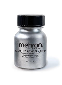 mehron Mehron Makeup Metallic Powder | Metallic Chrome Powder Pigment for Face & Body Paint, Eyeshadow, and Eyeliner .5 oz (14 g) (Silver)  - Image 1