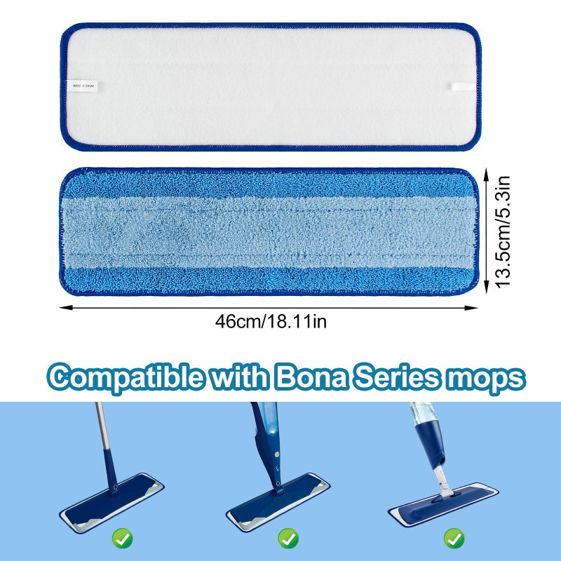 Yuunaie Mop Replacement Pads for Bona, Microfiber Cleaning Pad for Bona, 3 Pack 18 Inch Mop Cleaning Pads for Bona Hardwood & Hard Surface Floors, Reusable & Washable & Microfiber Mop Pads for Bona Mop - Image 2