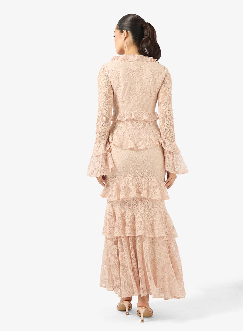 True Decadence V-Neck Ruffle Maxi Dress - Image 2