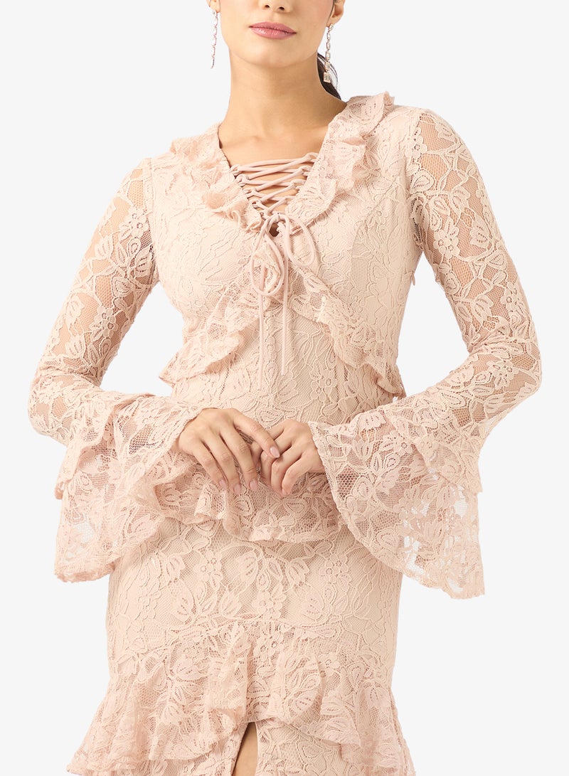 True Decadence V-Neck Ruffle Maxi Dress - Image 3