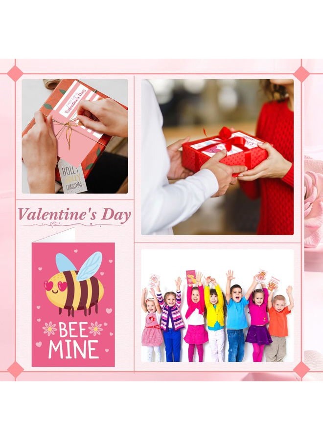 Engrowtic 180 Pcs Mini Valentine's Day Cards Assortment Bulk Classroom Kids Greeting Cards 3.5 x 2.4''Foldable Love Heart Greeting Cards Wedding Card with Envelopes Stickers for Valentines Day - Image 5