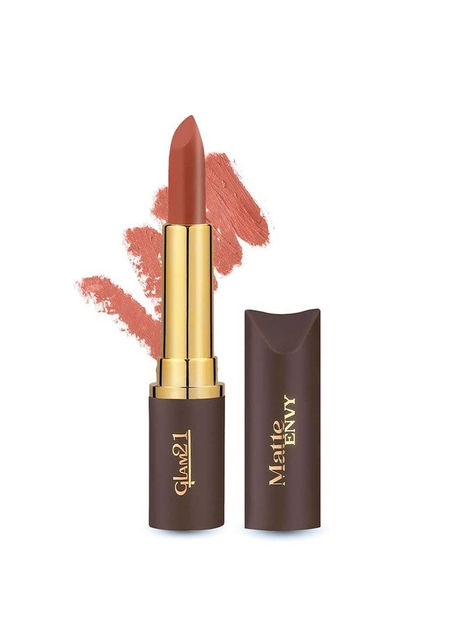Glam 21 Glam21 Matte Envy Lipstick | Intense Colour | Creamy Texture | Lightweight Lipstick | Peach Fizz - 3.5gm - Image 1