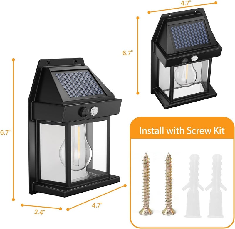 TECH LOGO ELECTRONICS NEW night Solar Wall lamp Outdoor Wireless Dusk to Dawn Porch Lights Fixture Solar Wall Lantern with 3 Modes Motion Sensor Waterproof Exterior Lighting with Clear Panel warm white 6 - Image 3