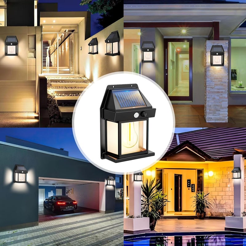 TECH LOGO ELECTRONICS NEW night Solar Wall lamp Outdoor Wireless Dusk to Dawn Porch Lights Fixture Solar Wall Lantern with 3 Modes Motion Sensor Waterproof Exterior Lighting with Clear Panel warm white 6 - Image 5