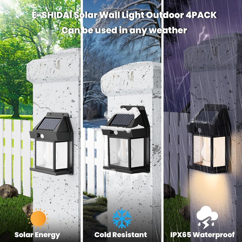 TECH LOGO ELECTRONICS NEW night Solar Wall lamp Outdoor Wireless Dusk to Dawn Porch Lights Fixture Solar Wall Lantern with 3 Modes Motion Sensor Waterproof Exterior Lighting with Clear Panel warm white 6 - Image 4