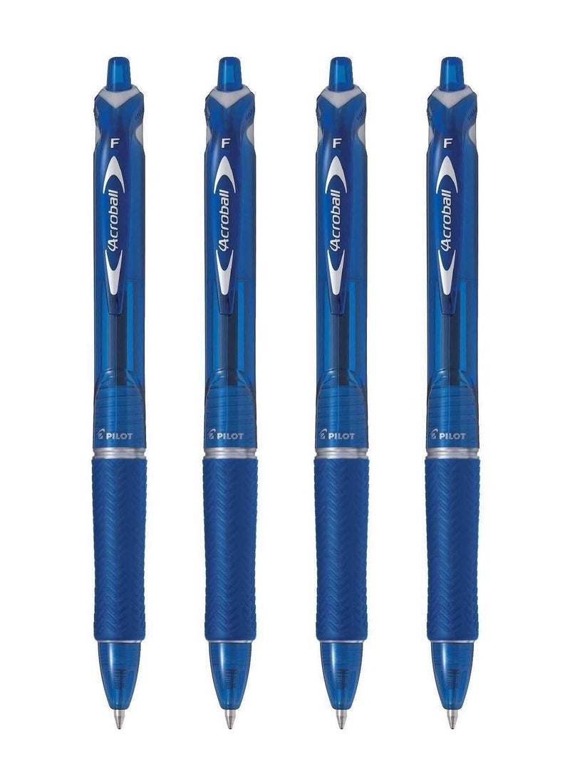 PILOT 4-Piece Acroball Retractable Ballpoint Pen Fine Tip Blue Ink  - Image 1
