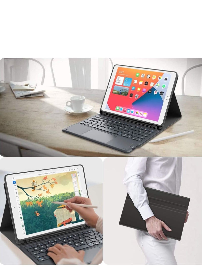 iPad Keyboard 9th Generation, Keyboard for iPad 8th Generation/7th Gen 10.2 Inch, Smart Trackpad, Detachable Wireless with Pencil Holder, Flip Stand Keyboard Case for iPad 9th/8th/7th Gen 10.2”, Black - Image 5