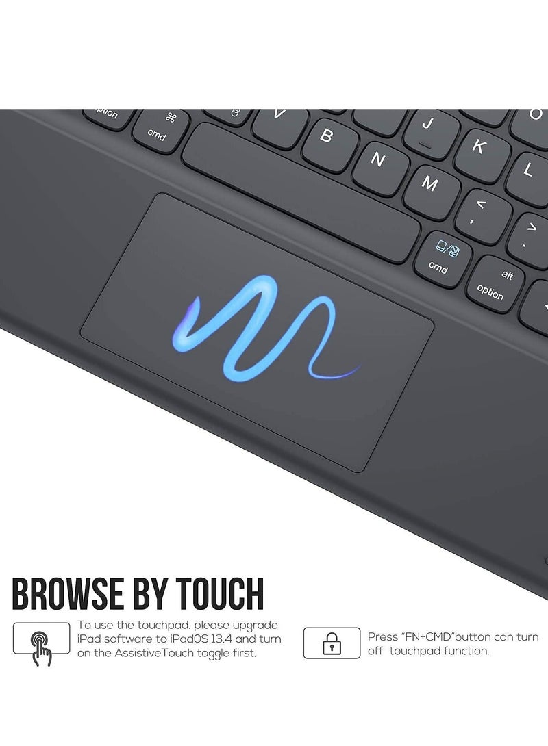 iPad Keyboard 9th Generation, Keyboard for iPad 8th Generation/7th Gen 10.2 Inch, Smart Trackpad, Detachable Wireless with Pencil Holder, Flip Stand Keyboard Case for iPad 9th/8th/7th Gen 10.2”, Black - Image 3