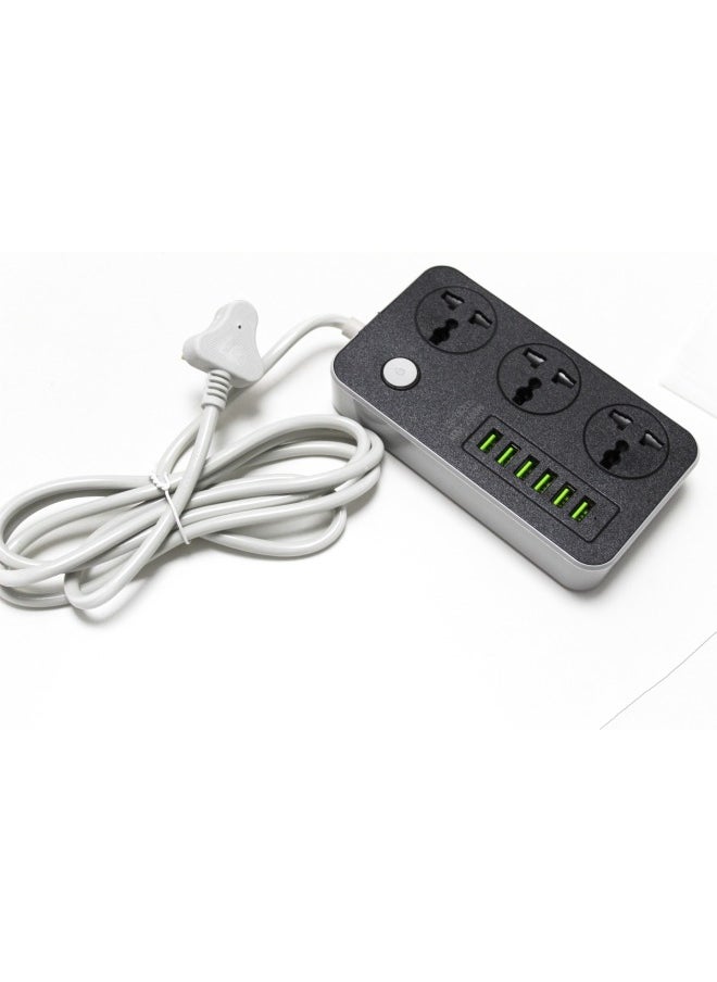 SKY-TOUCH SKY-TOUCH Power Strips Extension Cord 3 Outlets, Power Socket with 5USB + 1PD Universal Charging Socket with 2M Bold Extension Cord  - Image 1